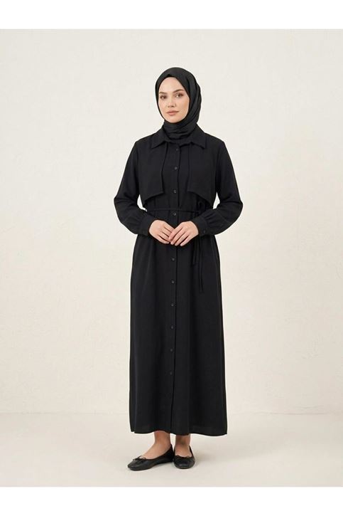 Aller Detay Patlı Elbise-Siyah