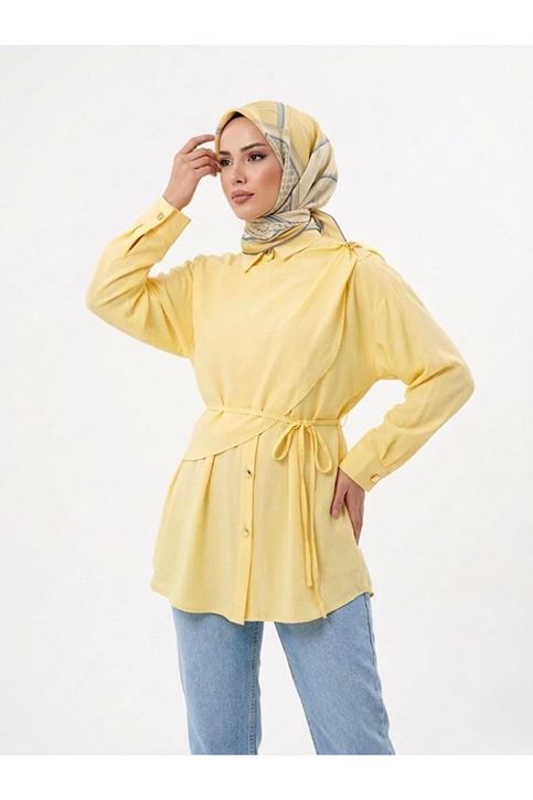 Omuz Toka Detay Aller Tunik-Sarı