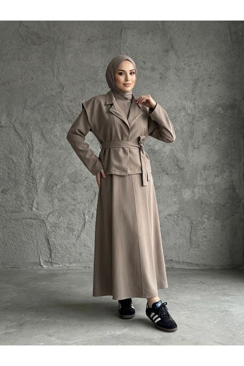 Yelekli İkili Elbise-Duman