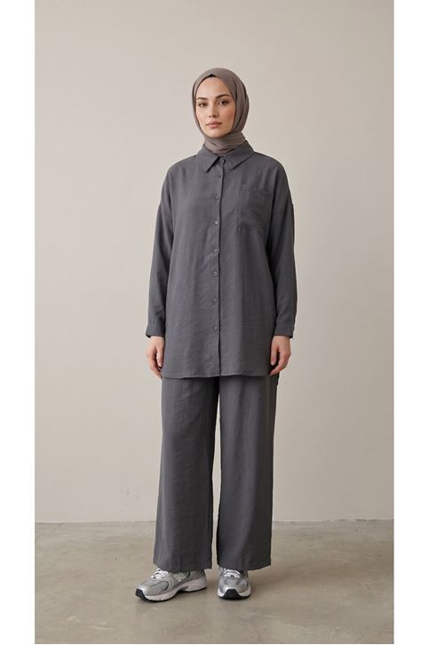 Cep Detay Pantolonlu Takım-Antrasit