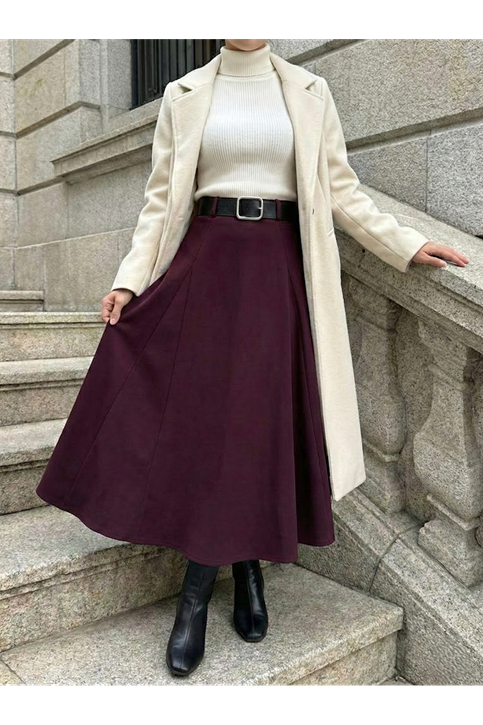 Kelebek Detaylı Dabıl Etek-Bordo