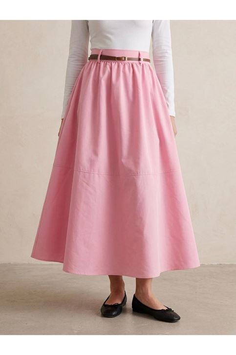 Büzgü Gazzeli Soft Etek-Pembe