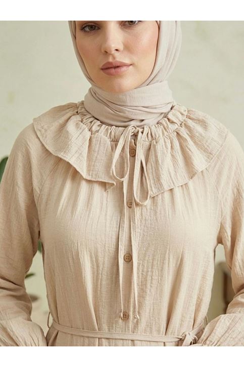 Yaka Tünelli Elbise-Taş