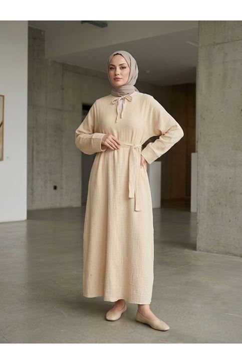Yarasa Elbise-Bej
