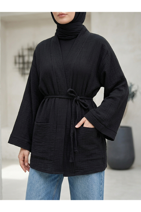 Müslin Kimono-Siyah