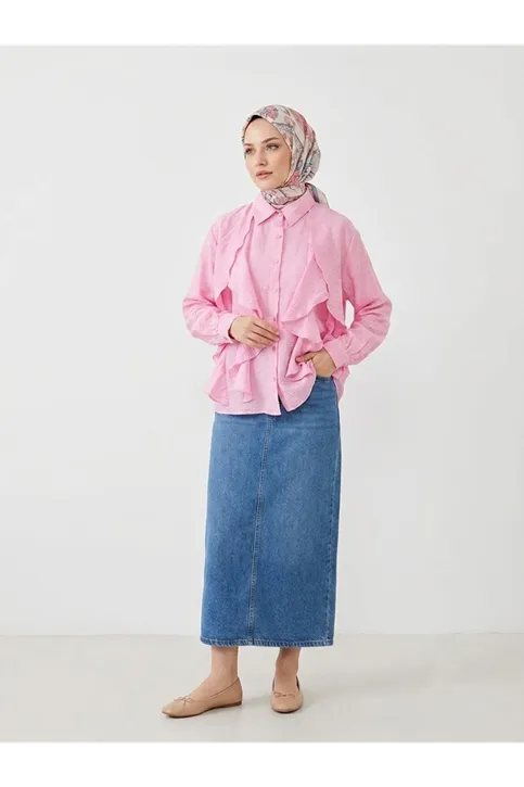 Fırfır Detay Tunik-Pembe
