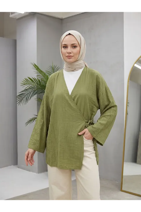 Yan Bağlamalı Çilek Tunik-Haki
