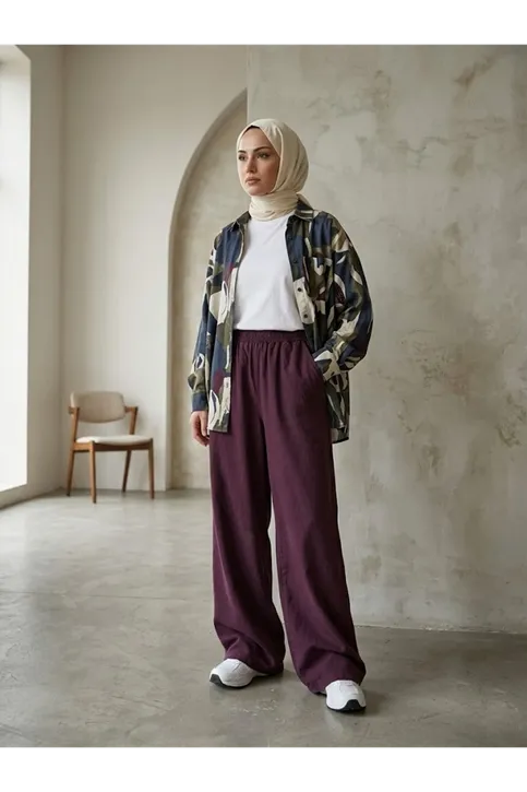 Cepli Yıkamalı Pantolon-Bordo