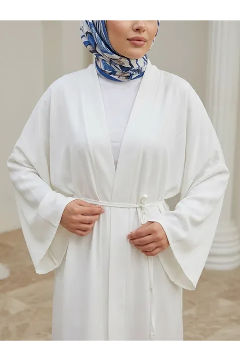 Kimono Uzun Dubai Hırka-Beyaz