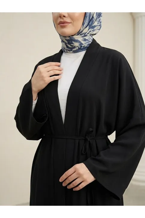 Kimono Uzun Dubai Hırka-Siyah