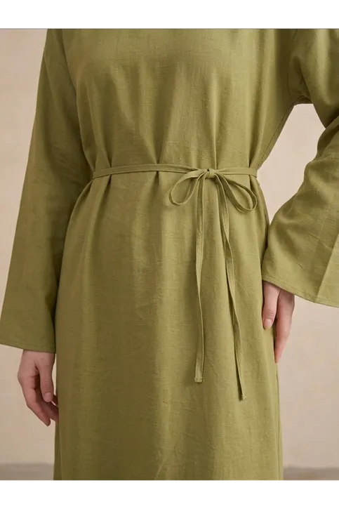 Modal Slop Elbise-YAĞ YEŞİLİ