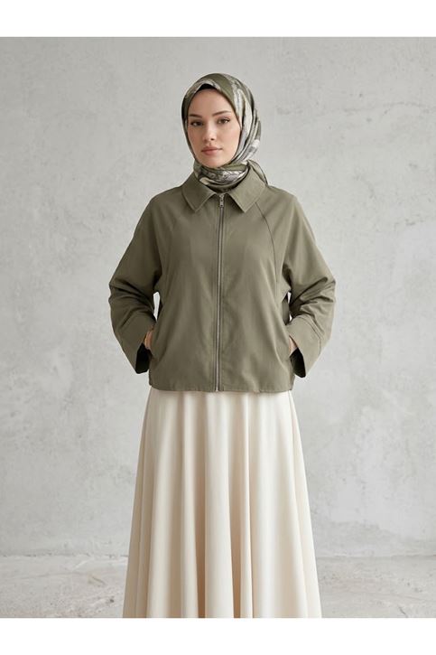 Fermuarlı Cepli Panço-Haki