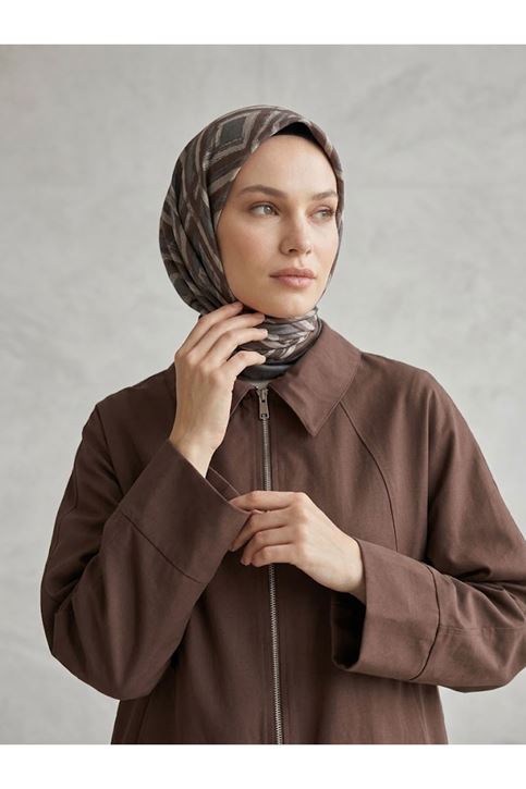 Fermuarlı Cepli Panço-Kahve