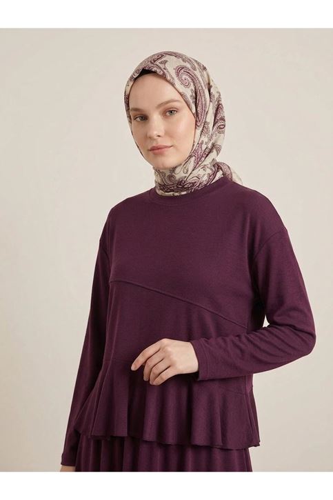 Volanlı Etekli Takım-Bordo