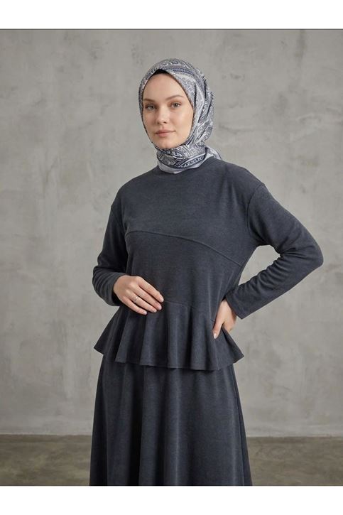 Volanlı Etekli Takım-Siyah