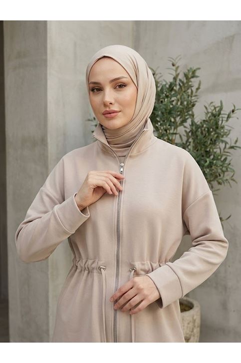 Bel Bağlamalı Fermuar Detay Oysho  Pantolonlu Takım-Bej