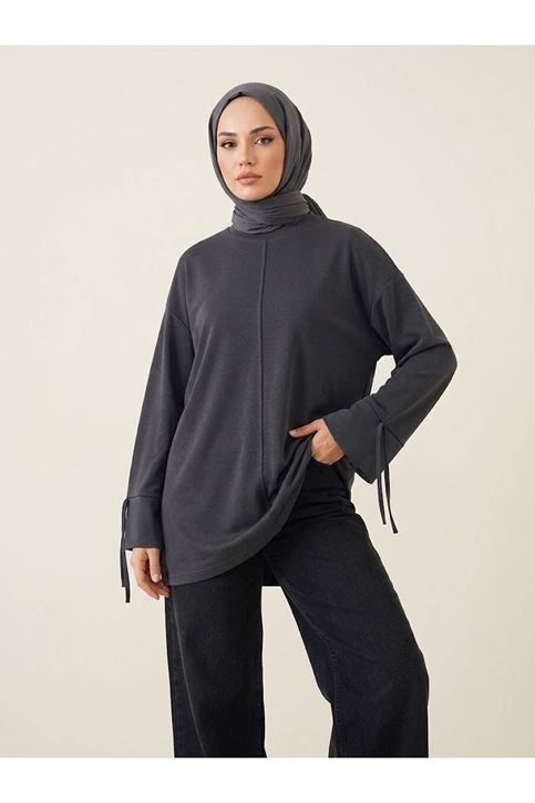 Kol Biye Detay Pike Tunik-Siyah