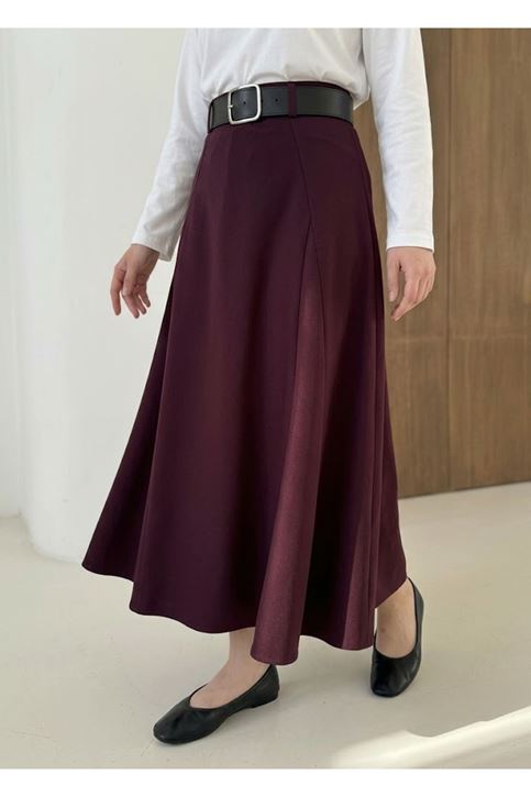 Kelebek Detaylı Dabıl Etek-Bordo