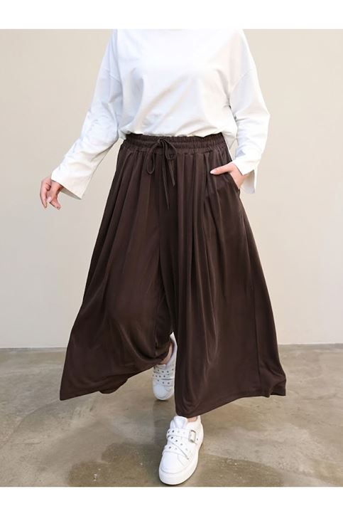 Pileli Oysh Pantolon-Kahve
