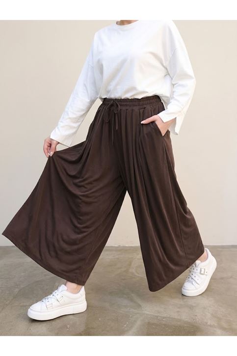 Pileli Oysh Pantolon-Kahve