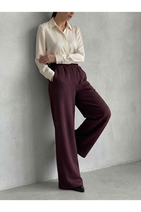Cepli Yıkamalı Pantolon-Bordo
