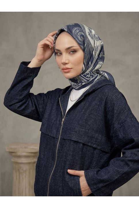 Kapşonlu Fermuarlı Tunik-Lacivert