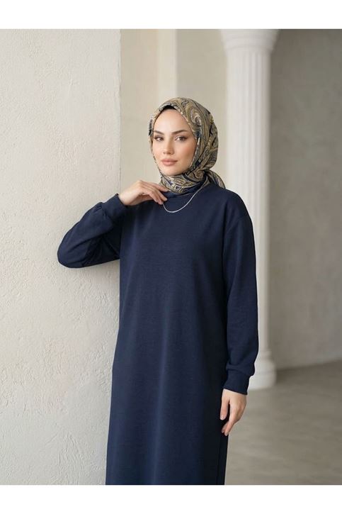 Manşet Detay Oysh Elbise-Lacivert