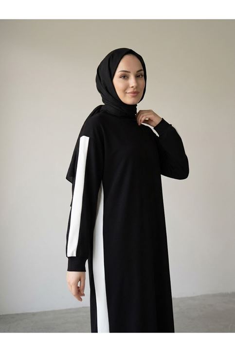 Garnili Oysh Elbise-Siyah