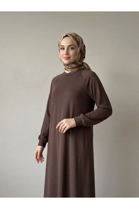 Reglan Kol Pike Elbise-Kahve
