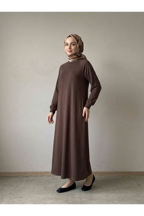 Reglan Kol Pike Elbise-Kahve