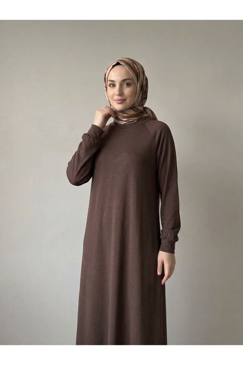 Reglan Kol Pike Elbise-Kahve