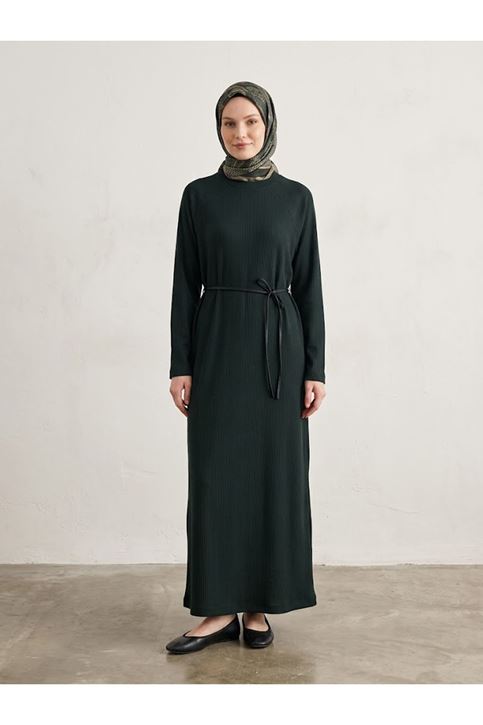 Reglan Kol Triko Elbise-Zümrüt Yeşili