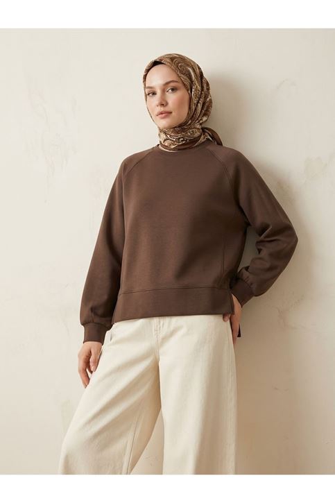 Parçalı Oysh Tunik-Kahve