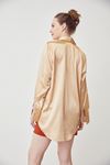 Oversize Saten Gömlek-Camel