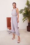Crop Pantolon Takım-Gri