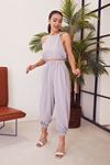 Crop Pantolon Takım-Gri