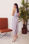 Crop Pantolon Takım-Gri