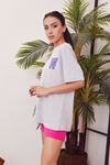 W Baskılı T-shirt-Gri