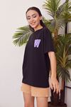 W Baskılı T-shirt-Siyah