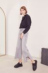 Crop Yüksek Bel Straight Jean-Gri