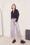 Crop Yüksek Bel Straight Jean-Gri