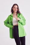 Cepli Gabardin Gömlek-Neon Yeşil