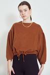 Bisiklet Yaka Sweat-Taba