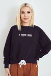 Nakışlı Sweatshirt-Siyah