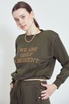 Vatkalı Sweatshirt-Haki