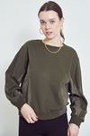 Bisiklet Yaka Sweatshirt-Haki