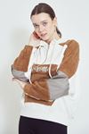 Kürklü Sweatshirt-Ekru