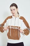 Kürklü Sweatshirt-Ekru