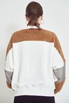 Kürklü Sweatshirt-Ekru