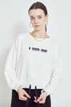 Nakışlı Sweatshirt-Ekru